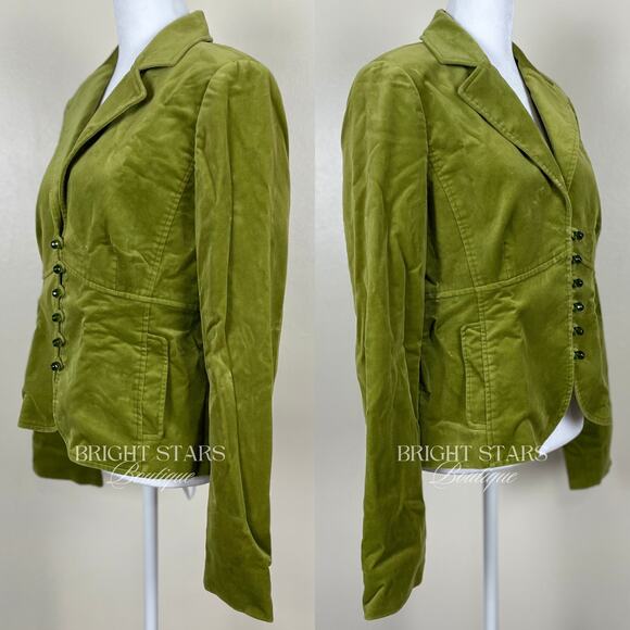 Rare Green Blazer Jacket ASO Paige Matthews Charmed Faux Velvet Vintage 10 - Picture 7 of 9